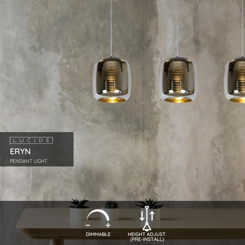 Lucide ERYN - Závesné svietidlo - 3xE27 - Chróm